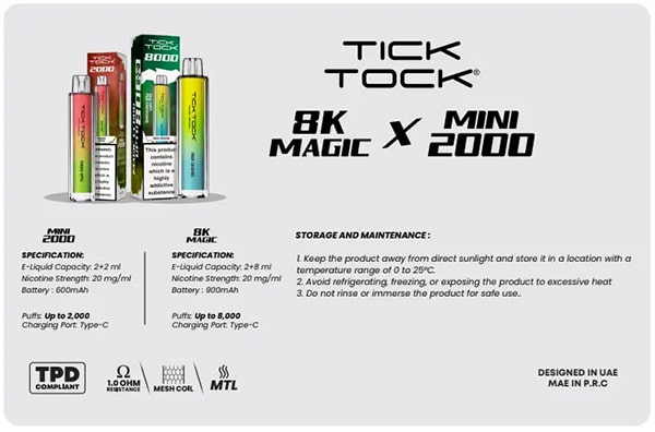 پاد یکبار مصرف تیک تاک 8000 پاف